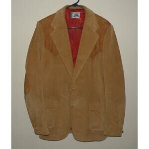 Brad Whitney Men’s 44L Western Suit Jacket Tan Corduroy Suede Yoke Blazer